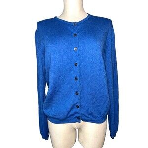 El Daws Refined Cashmere Women’s Vintage Cardigan Sweater size M Crew Neck